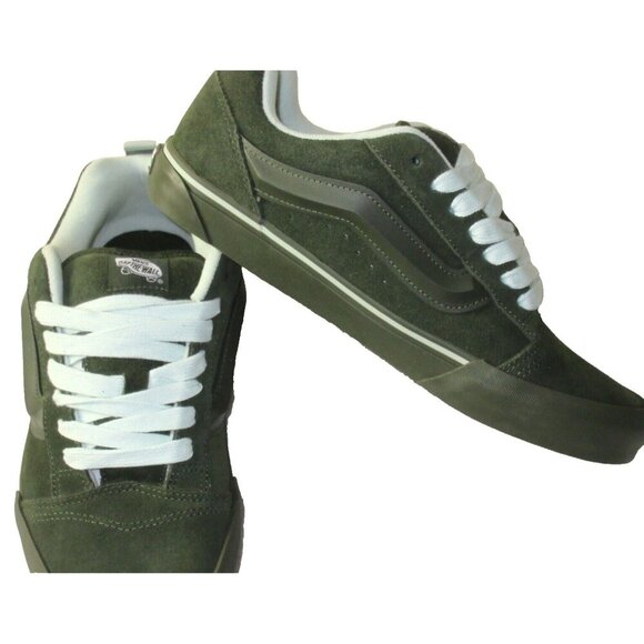 Vans Men's Knu Skool Utility Mono Olive Green Suede Skate Shoes sizes NIB - Picture 4 of 5